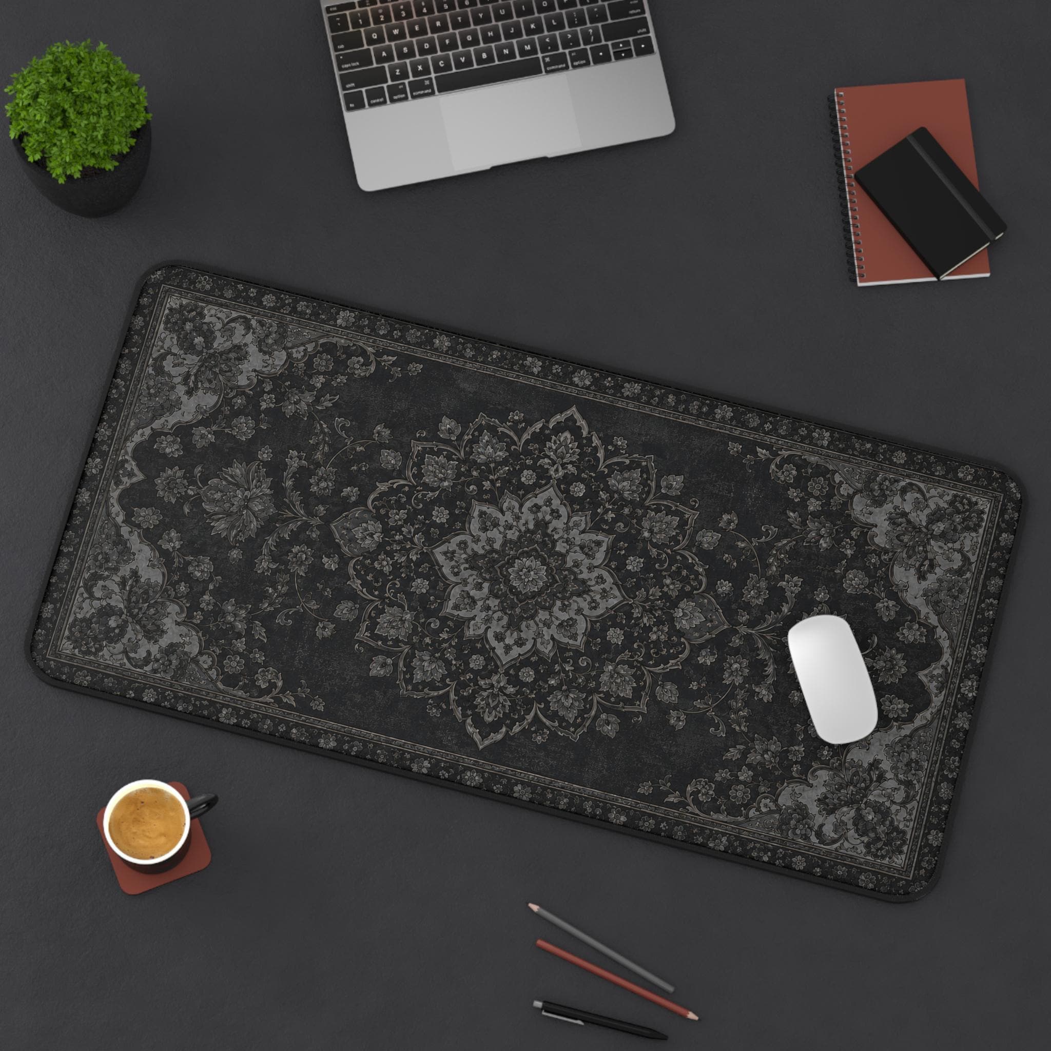Desk Setup Dark - Tapis de bureau noir, tapis de