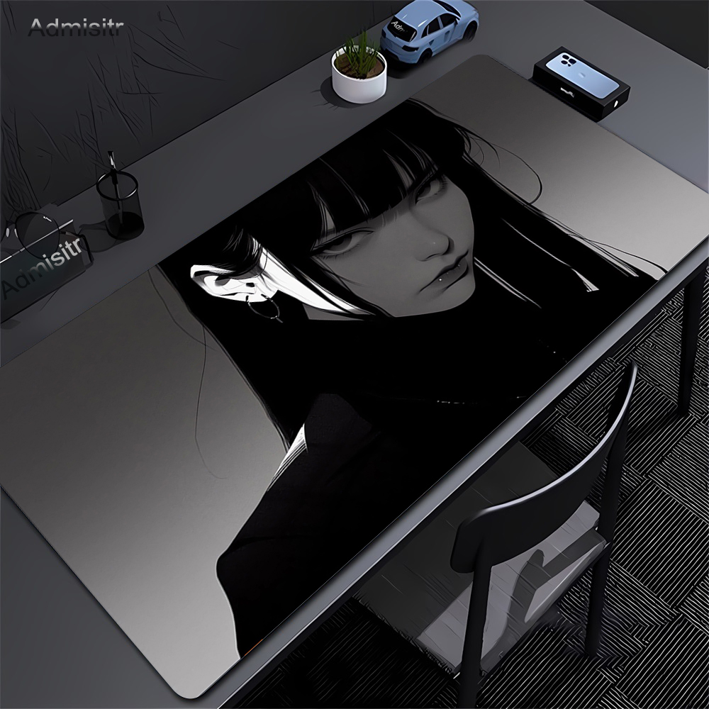 Desk Setup Dark - Grand tapis de souris noir Anime
