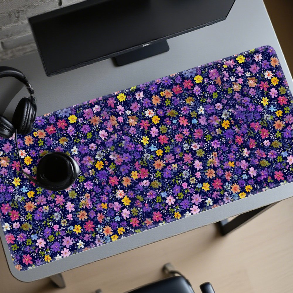 Desk Setup Dark - Tapis de bureau à motif floral,