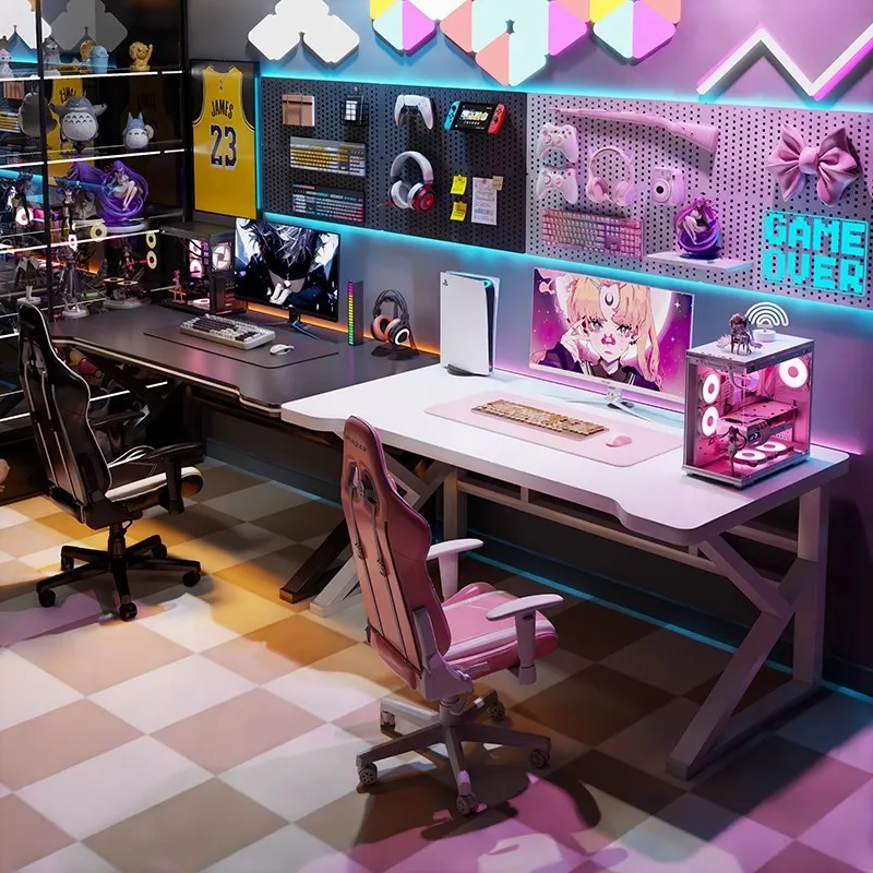 Desk Setup Bedroom - Bureau de jeu double pour e-sport,