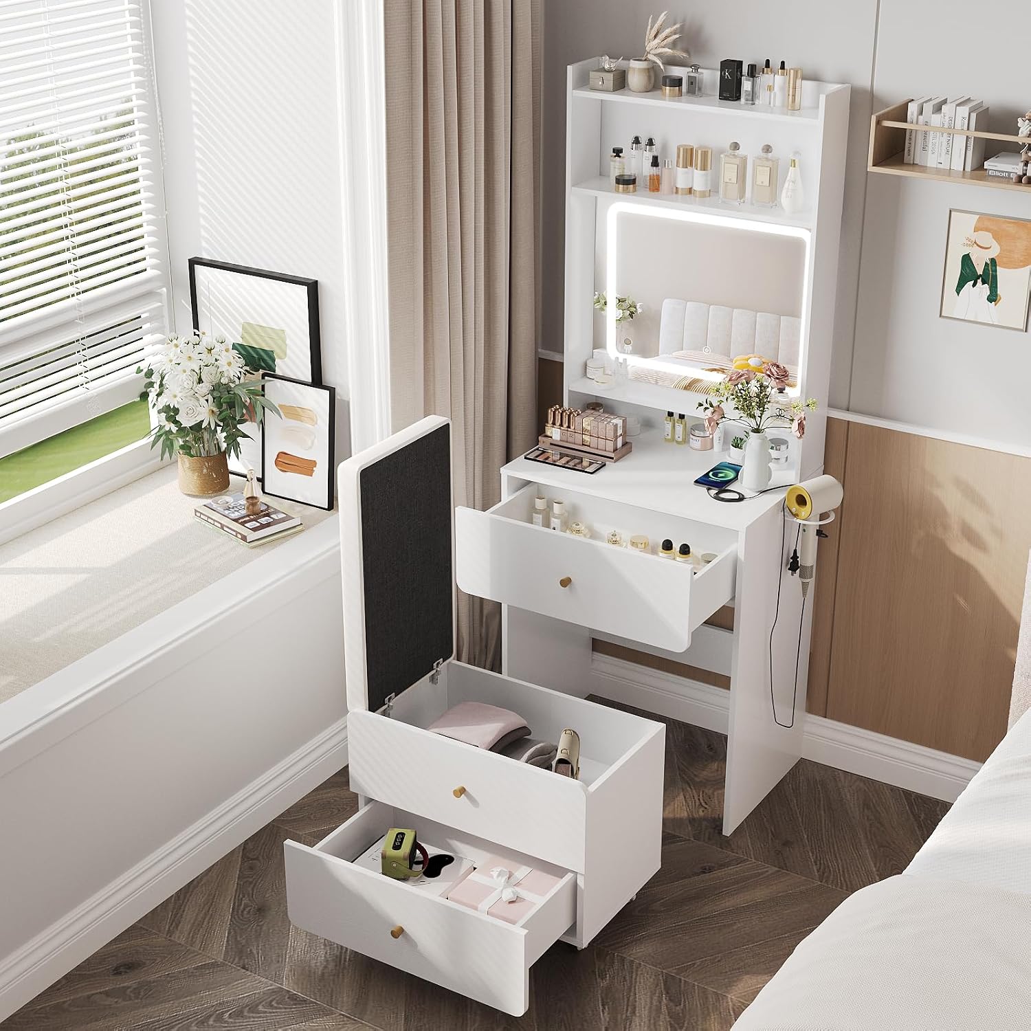 Coiffeuse avec miroir et éclai - Desk Setup Bedroom avis et prix